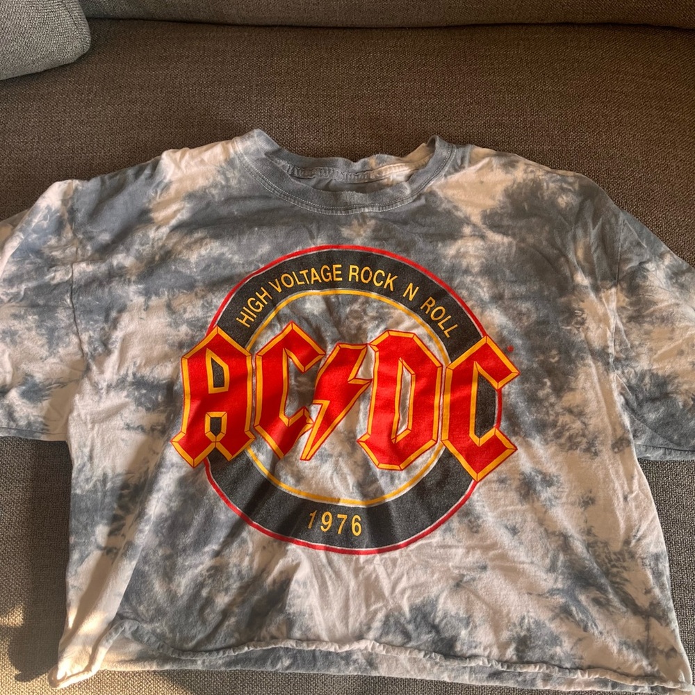 AC/DC High Voltage Crop Top - Gray and Red